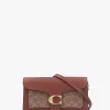Tabby Signature Coated Canvas Tan Caramel Chain Clutch Bag