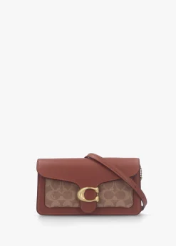 Tabby Signature Coated Canvas Tan Caramel Chain Clutch Bag