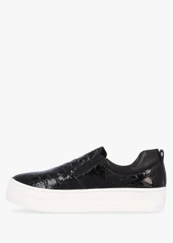 Taker Black Patent Leather Moc Croc Trainers