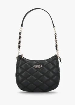 Tamsin Quilted Black Top Zip Shoulder Bag