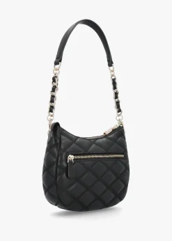 Tamsin Quilted Black Top Zip Shoulder Bag