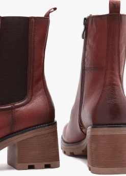 Tan Leather Block Heel Chelsea Boots