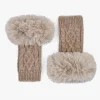 Taupe Faux Fur Fingerless Gloves