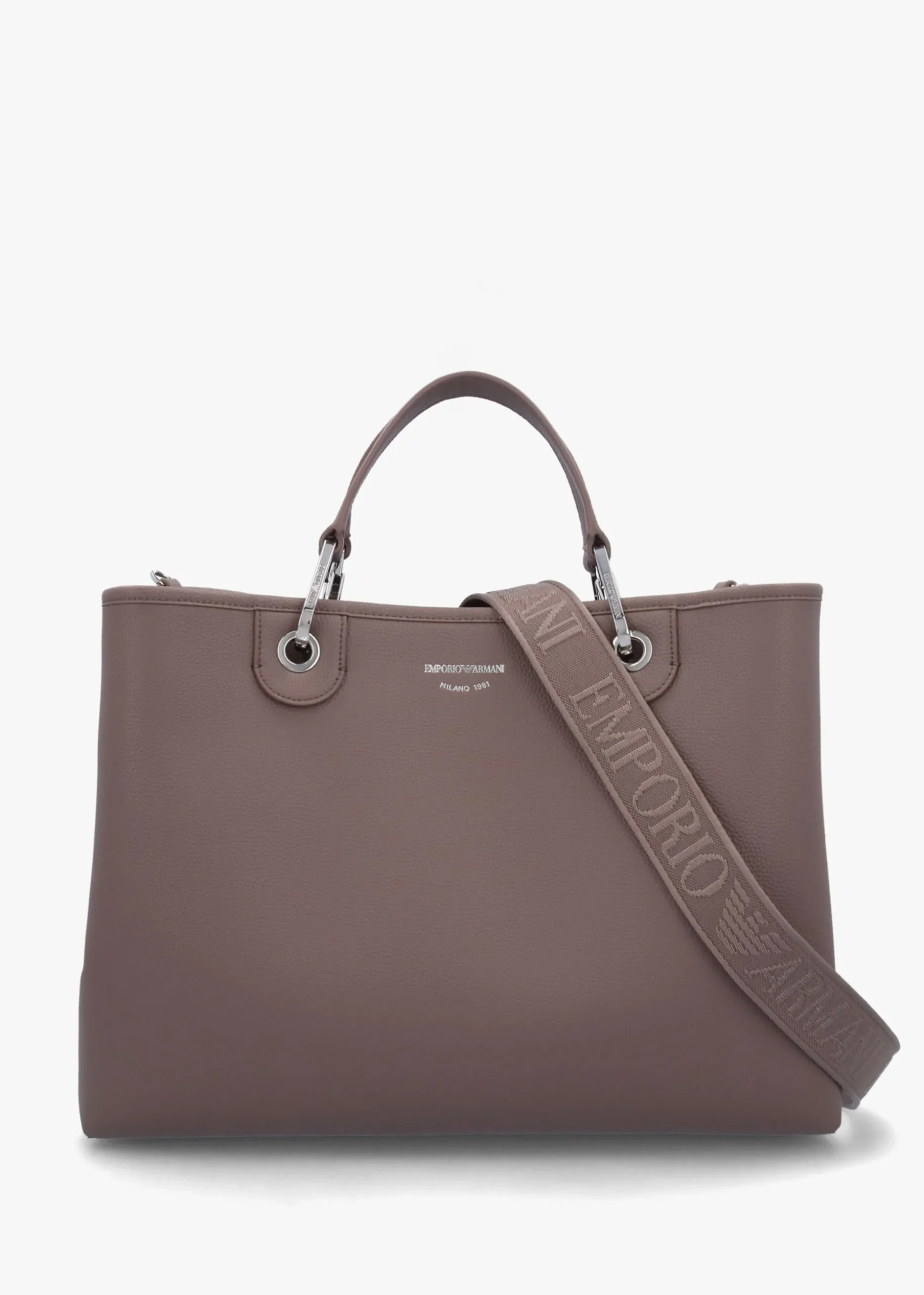 Taupe Pebbled Shopper With Pouch