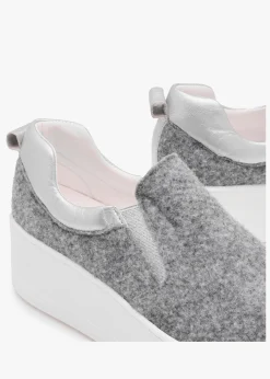 Teltro Grey Felt Flatform Slip On Trainers