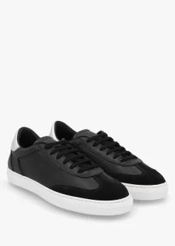 Thamby Black Leather Low Profile Trainers