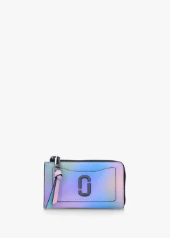 The Airbrush Utility Snapshot Top Zip Blue Multi Leather Wallet