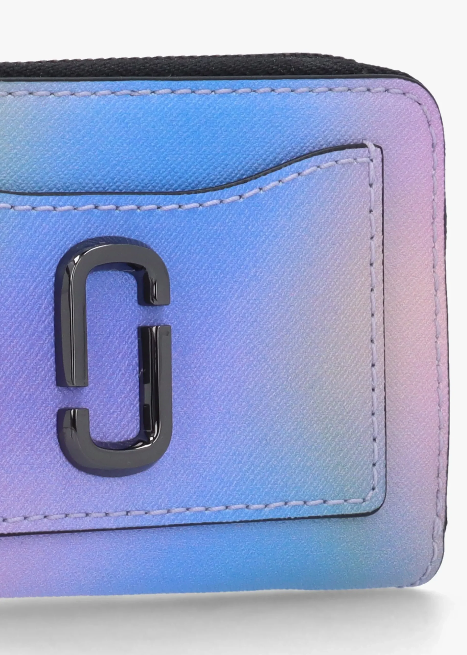 The Airbrush Utility Snapshot Top Zip Blue Multi Leather Wallet
