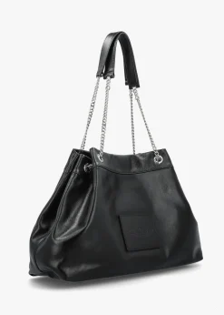 The Large Black Leather Chain Sack Bag