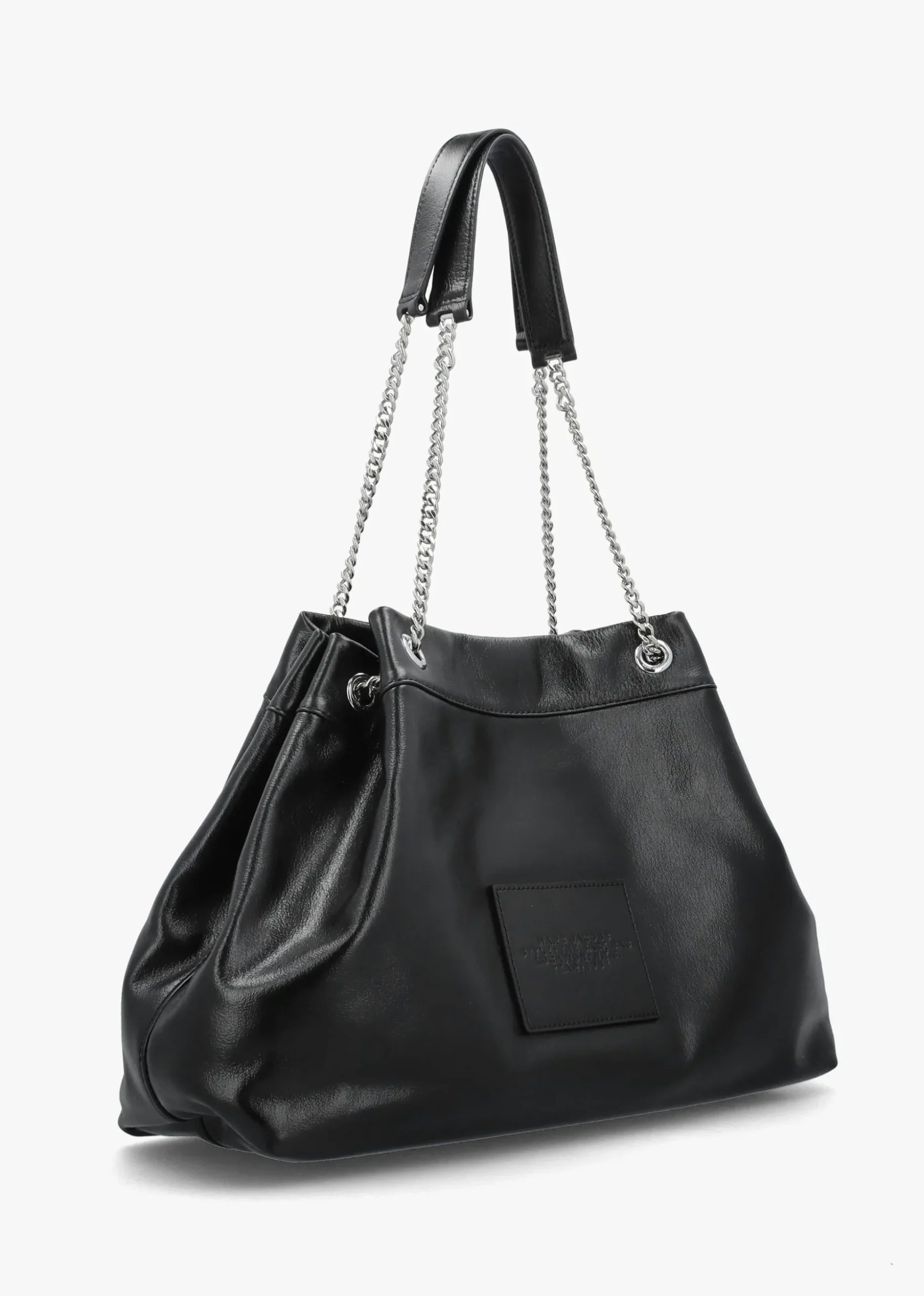 The Large Black Leather Chain Sack Bag
