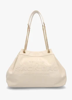 The Large Cloud White Leather Chain Sack Bag