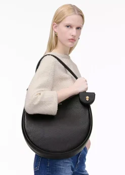 The Large Dual Black Leather Hobo Bag