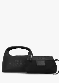The Mini Tonal Black Leather Sack Bag