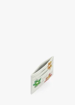 The Wild Daisy White Multi Leather Card Case