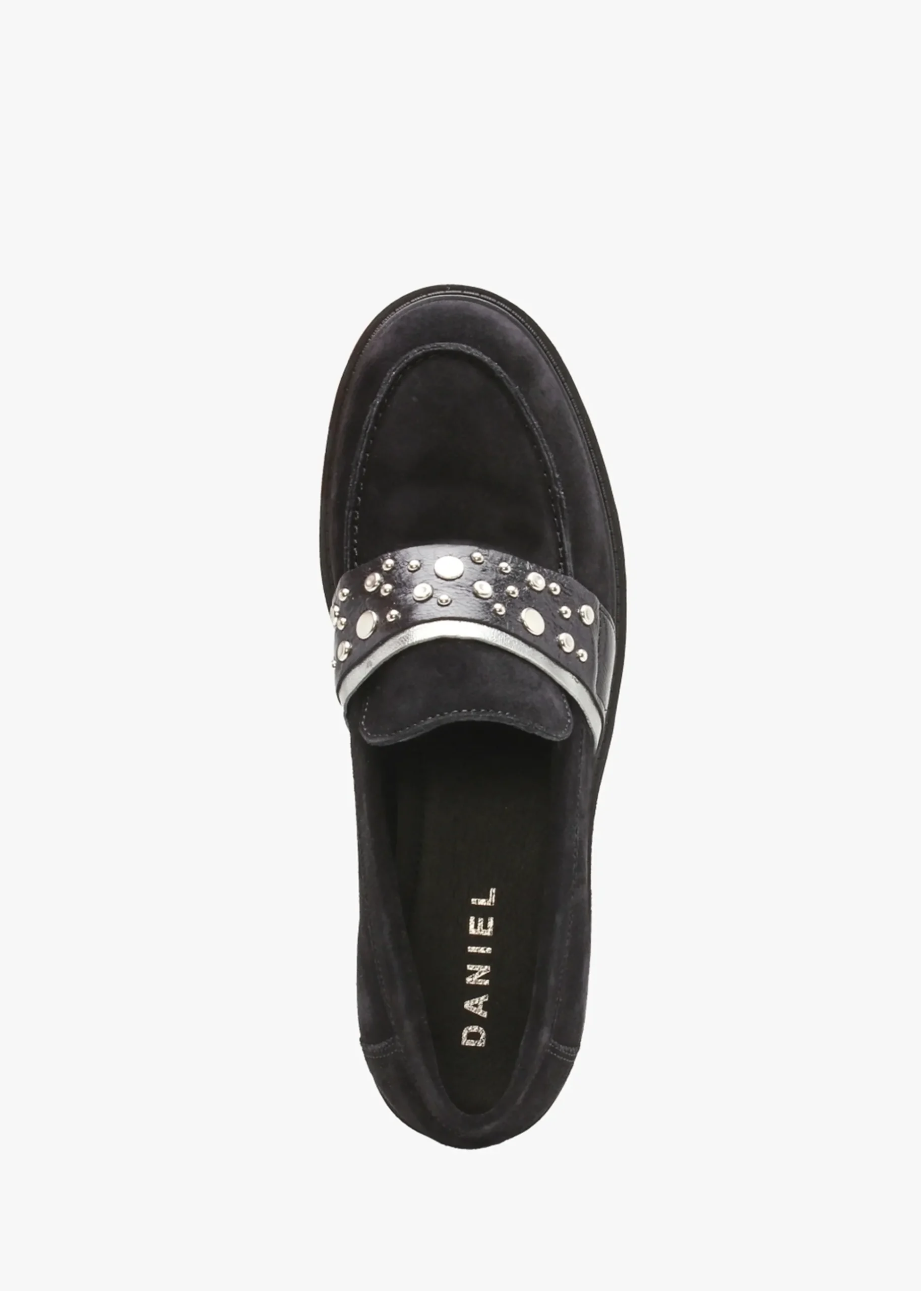 Tia Black Suede Embellished Chunky Loafers