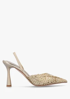 Tiffarlie Gold Woven Sling Back Court Shoes