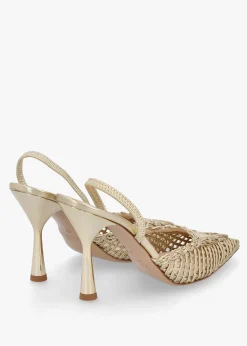 Tiffi Gold Leather Woven Sling Back Court Shoes