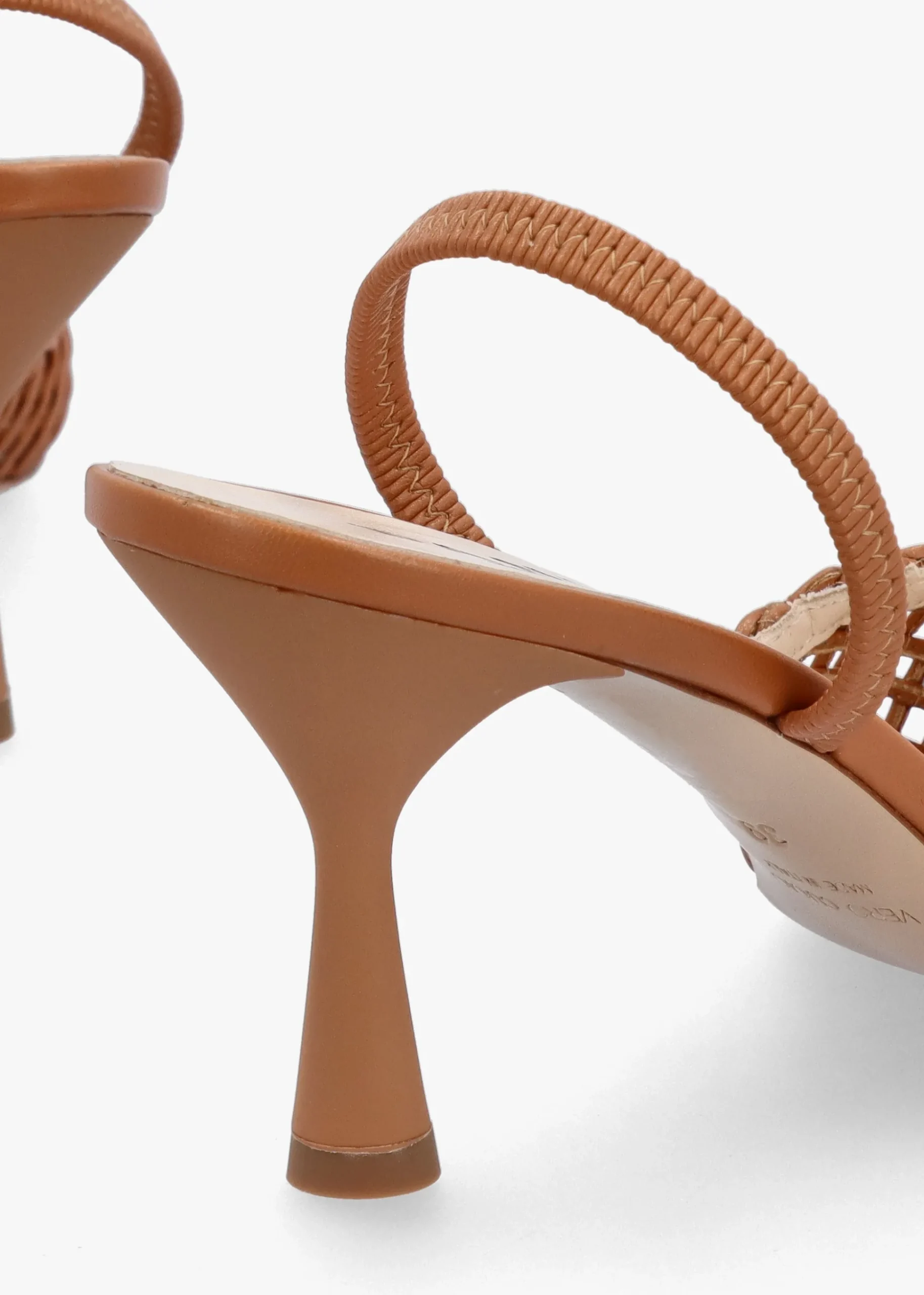 Tiffi Low Tan Leather Woven Sling Back Mid Heel Court Shoes