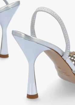 Tiffi Silver Leather Woven Sling Back Court Shoes