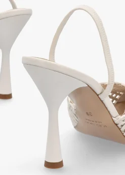 Tiffi White Leather Woven Sling Back Court Shoes