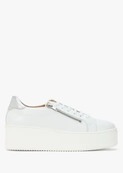 Tippy White Leather Flatform Trainers