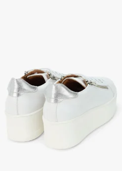 Tippy White Leather Flatform Trainers