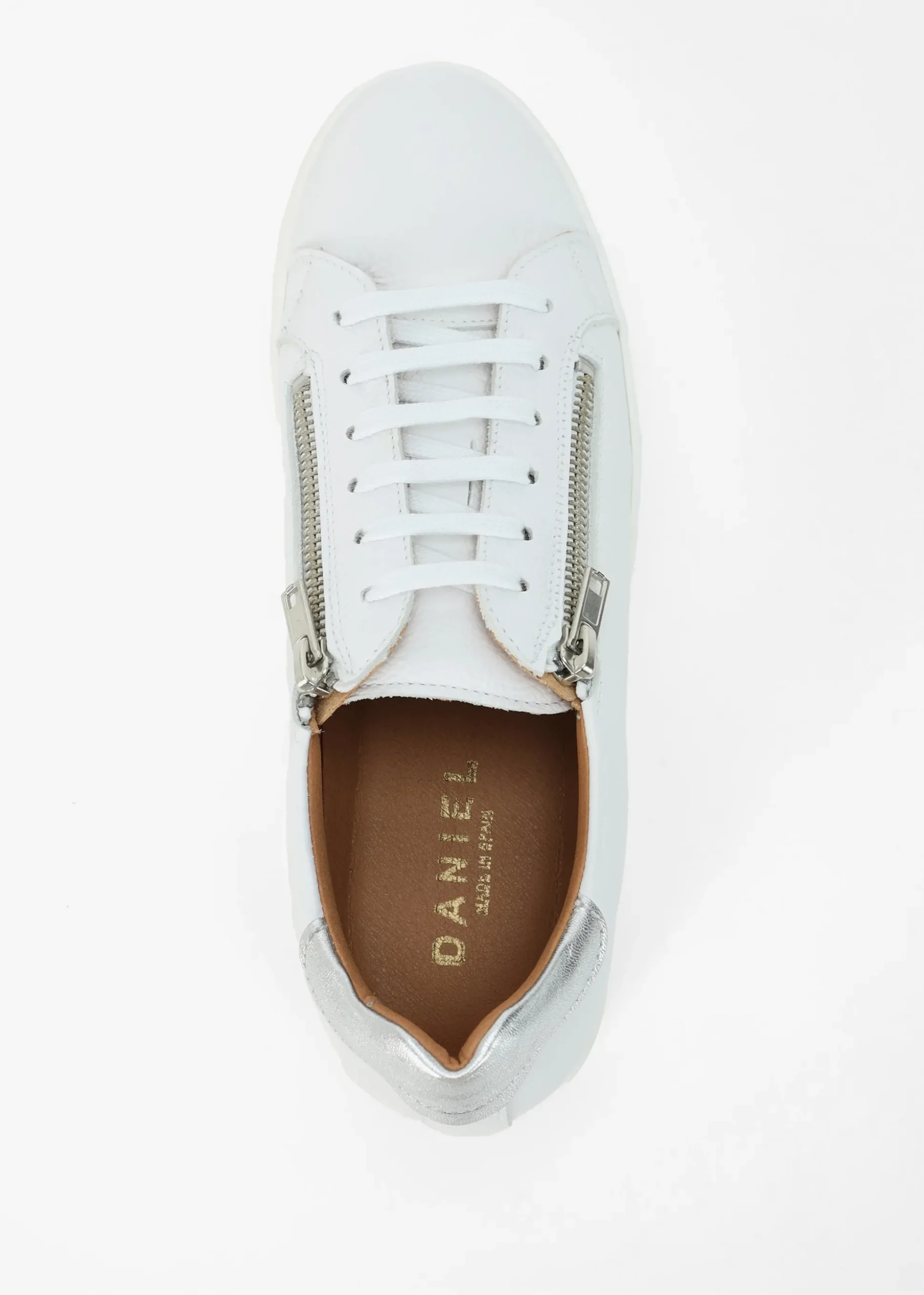 Tippy White Leather Flatform Trainers