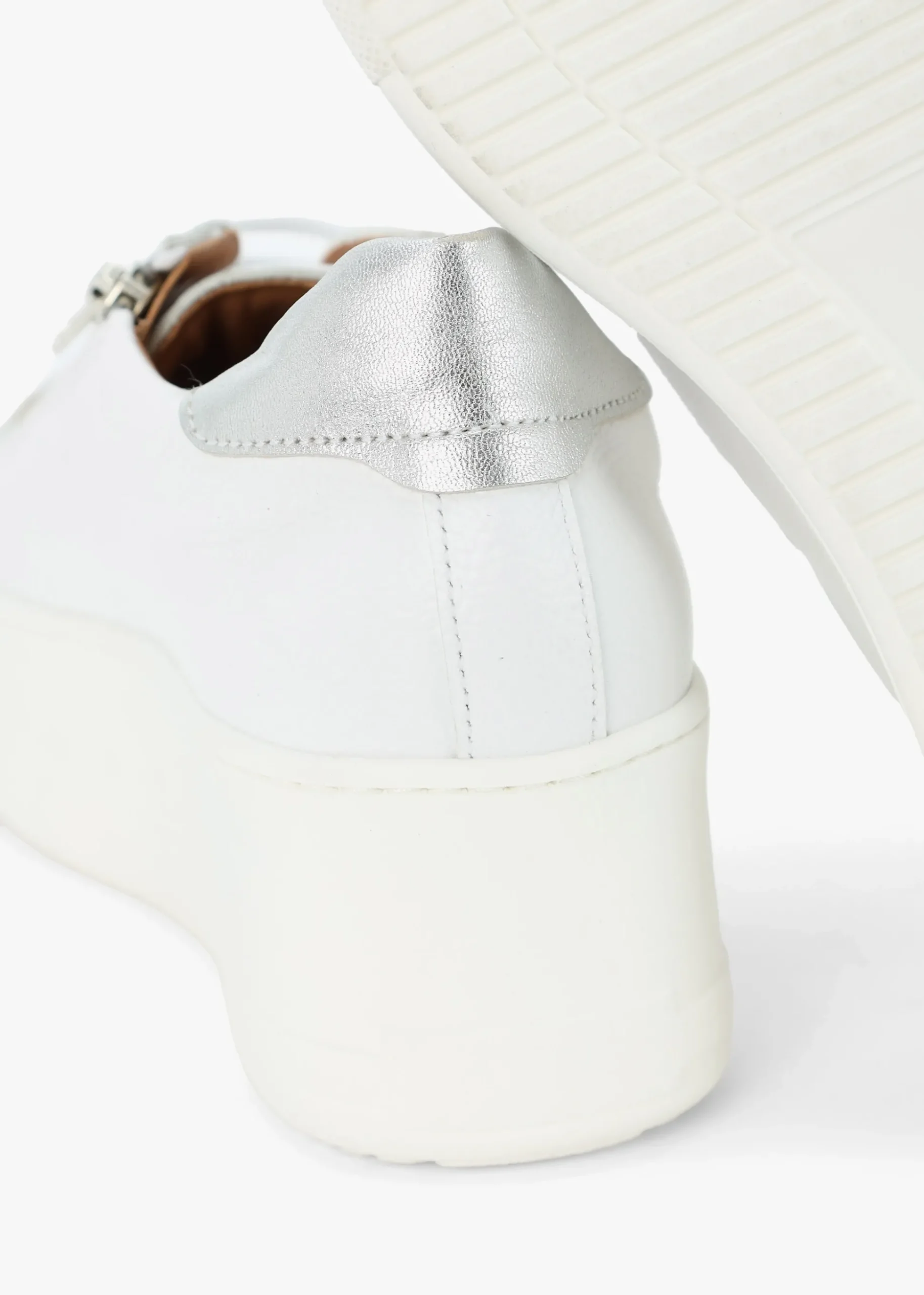 Tippy White Leather Flatform Trainers