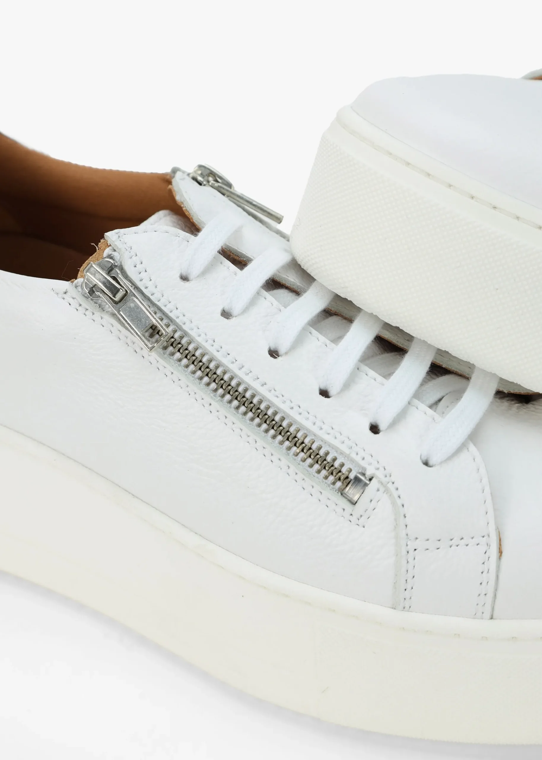 Tippy White Leather Flatform Trainers