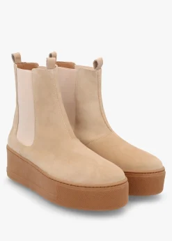 Tred Beige Suede Flatform Chelsea Boots