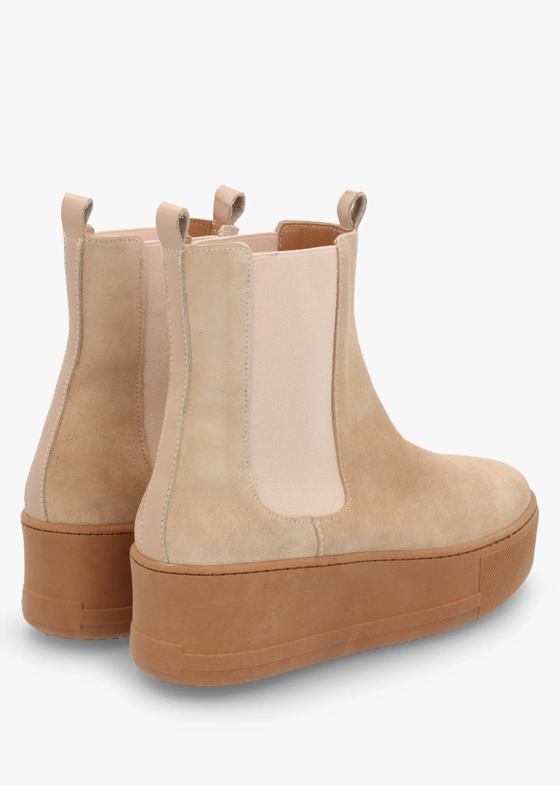 Tred Beige Suede Flatform Chelsea Boots