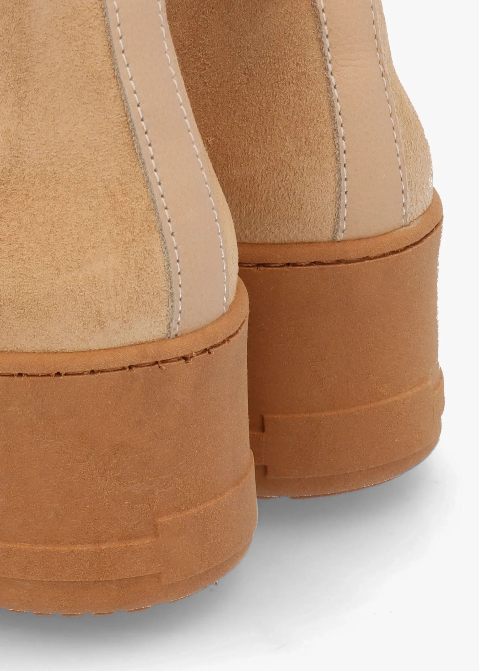 Tred Beige Suede Flatform Chelsea Boots