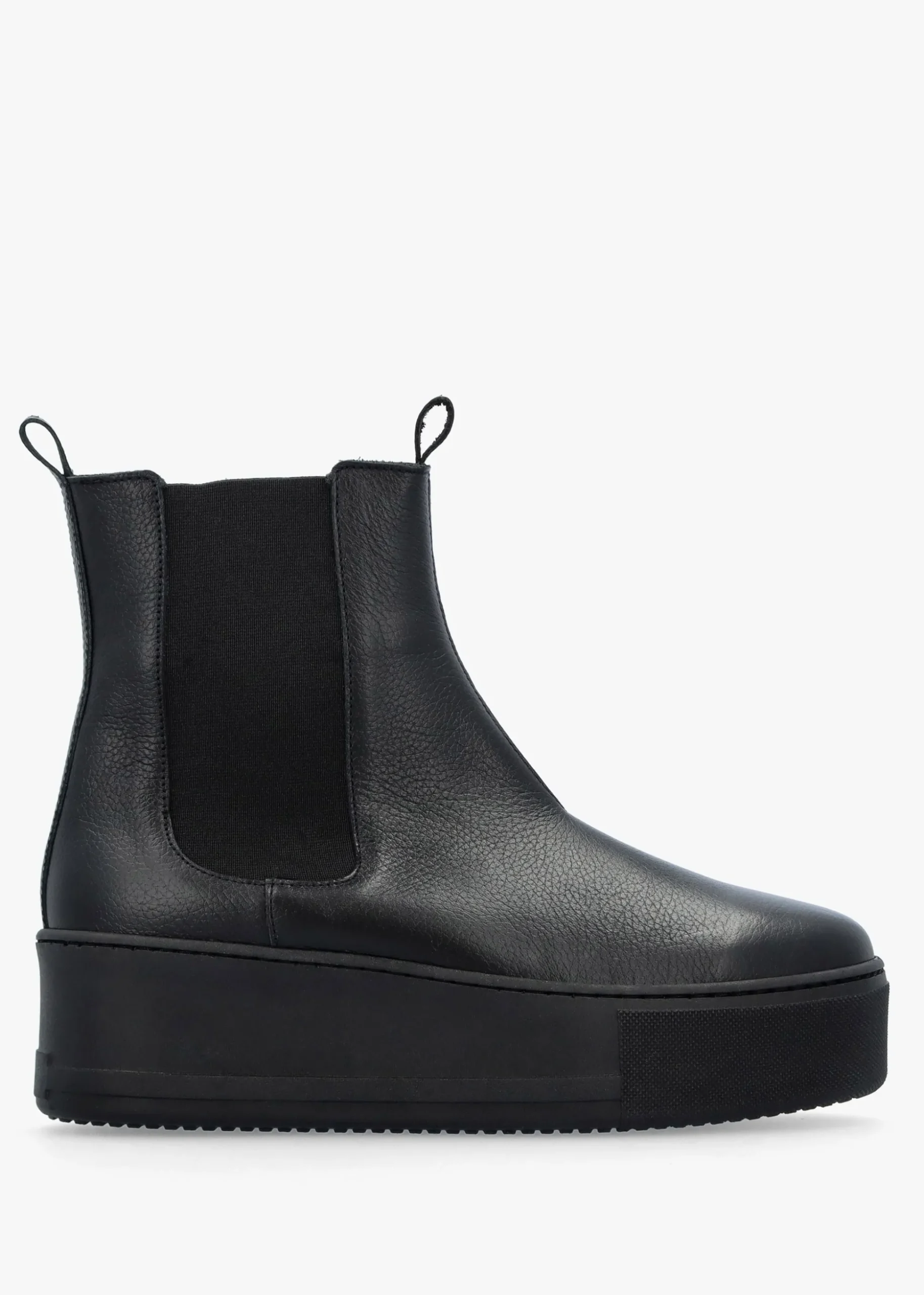 Tred Black Leather Flatform Chelsea Boots