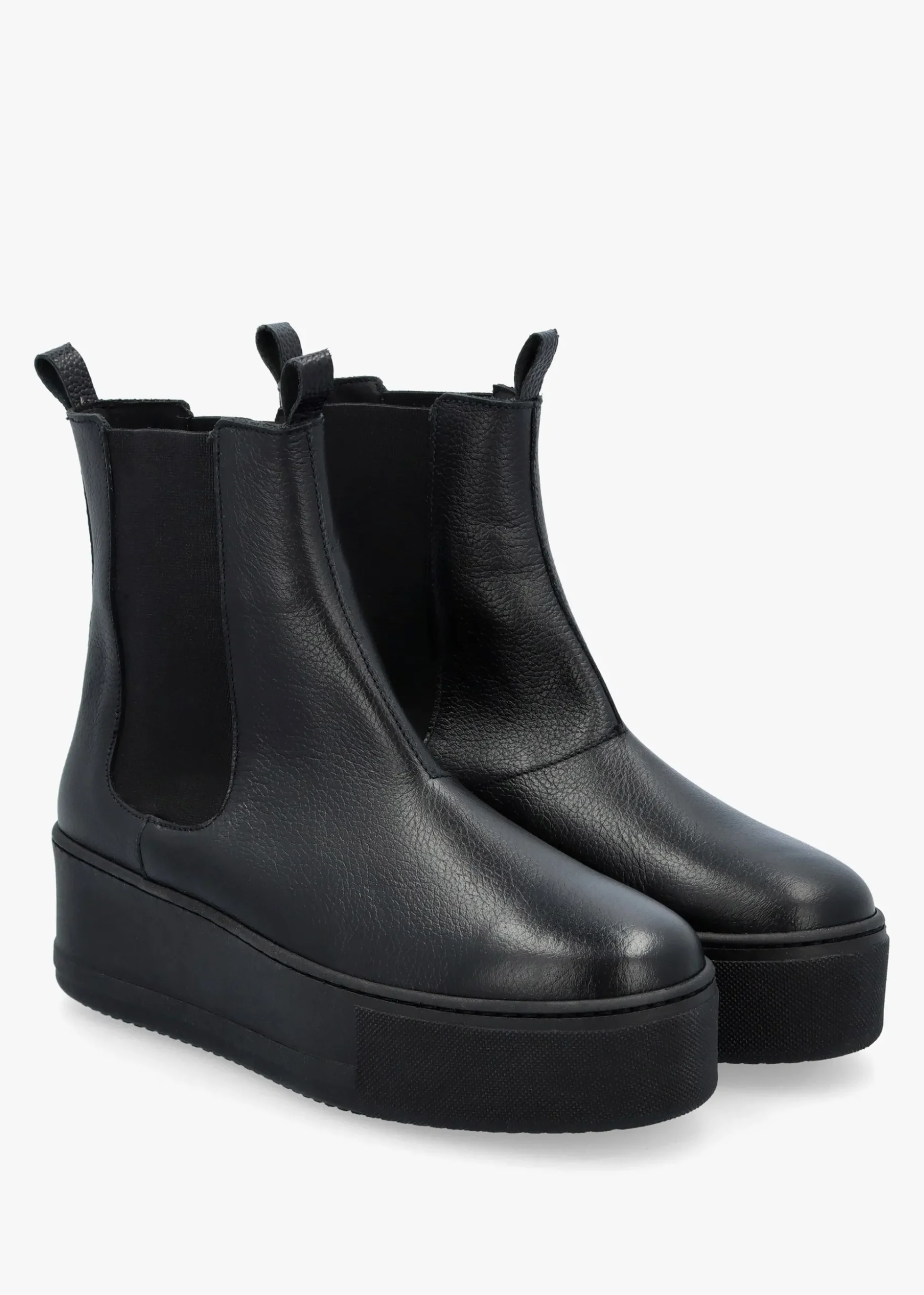 Tred Black Leather Flatform Chelsea Boots