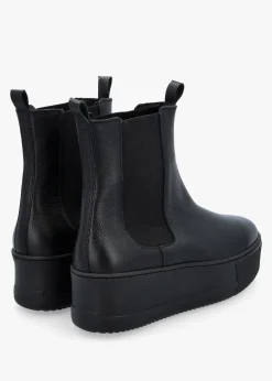 Tred Black Leather Flatform Chelsea Boots