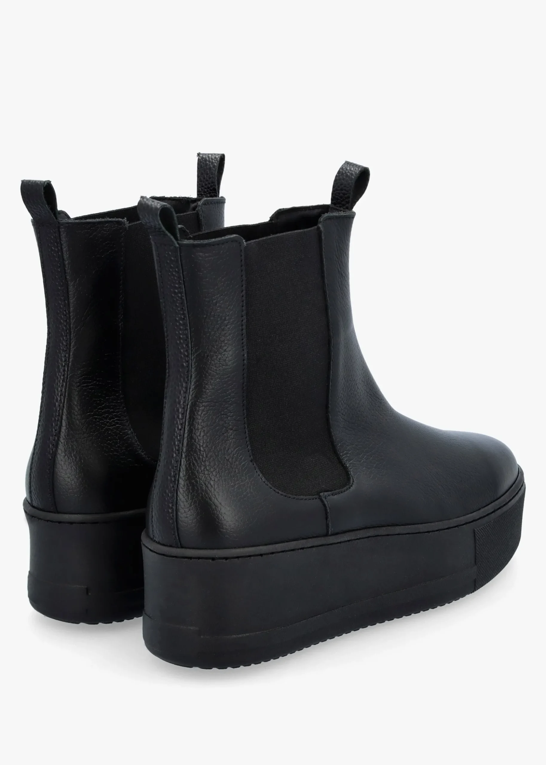 Tred Black Leather Flatform Chelsea Boots