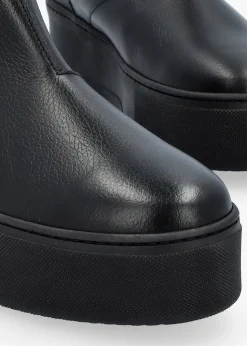 Tred Black Leather Flatform Chelsea Boots