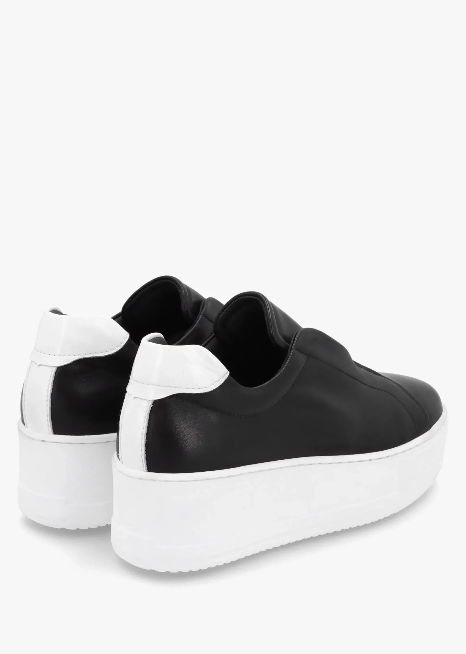 Tred Black Smooth Leather Laceless Flatform Trainers
