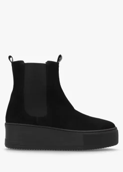 Tred Black Suede Flatform Chelsea Boots