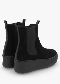 Tred Black Suede Flatform Chelsea Boots