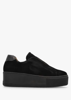 Tred Black Suede Laceless Flatform Trainers