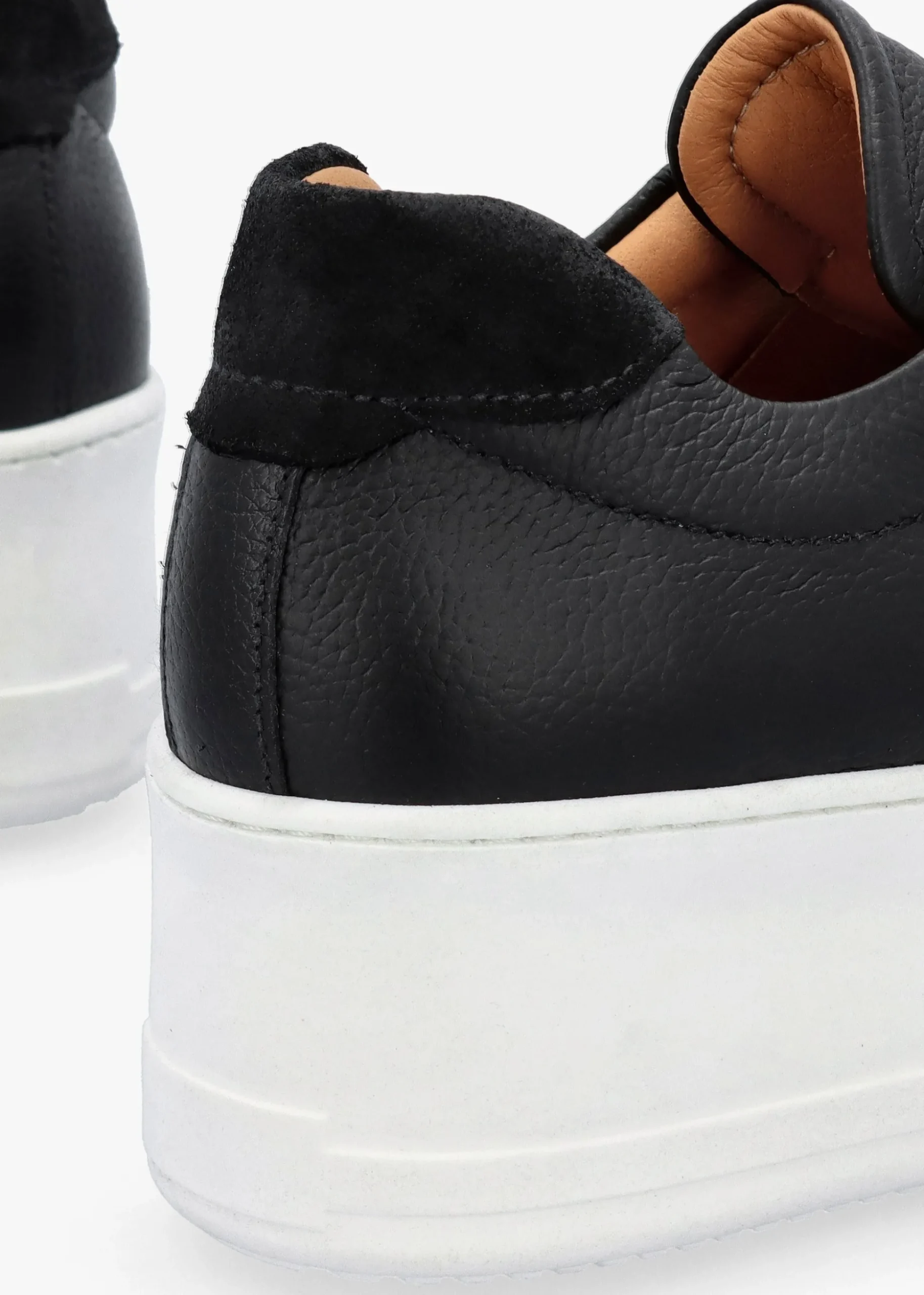 Tred Black Tumbled Leather Laceless Flatform Trainers