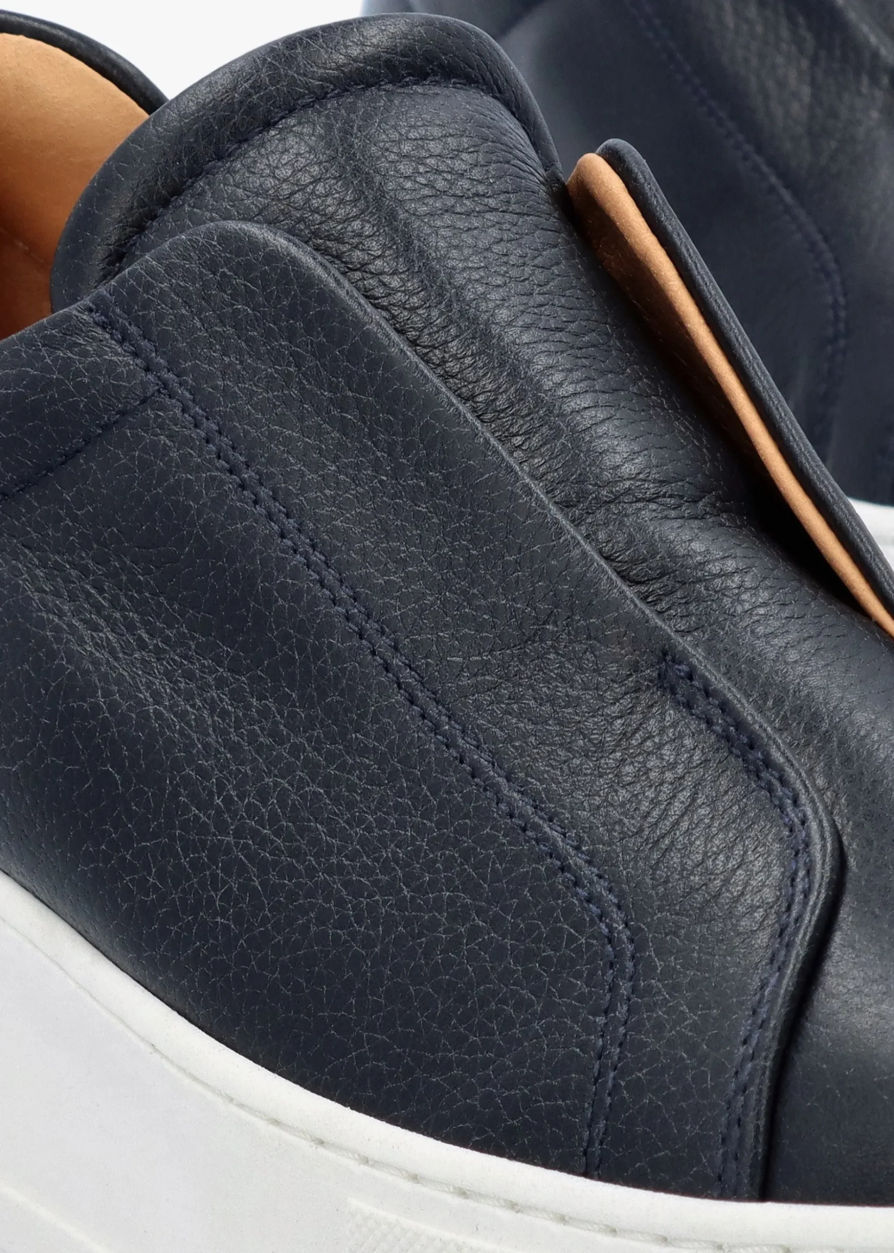 Tred Navy Leather Laceless Flatform Trainers
