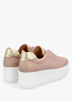 Tred Nude Pink Leather Laceless Flatform Trainers