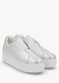 Tred Silver Leather Laceless Flatform Trainers