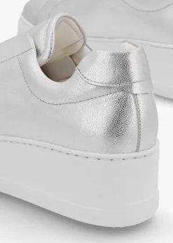 Tred Silver Leather Laceless Flatform Trainers