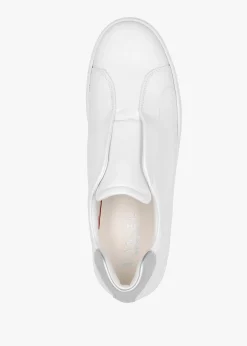 Tred White Leather Laceless Flatform Trainers