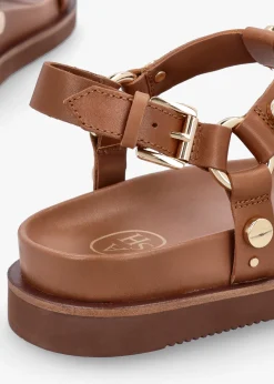 Ugo Tan Leather Studded Sandals