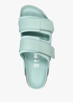 Uji Surf Green Nubuck Leather Two Bar Mules