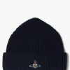 Unisex Sporty Recycled Wool Navy Blue Orb Beanie Hat